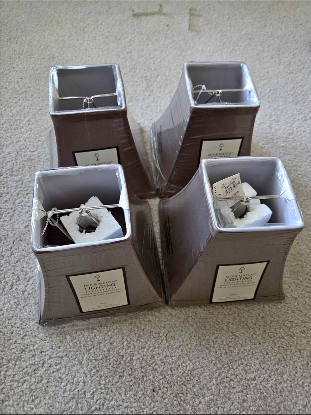 Pottery Barn Square Silk Accent Lampshades – Carob – Set of 4